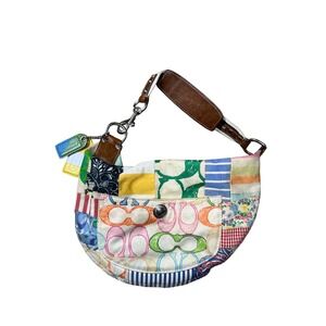 Coach Ergo Patchwork Multicolor‎ Canvas Leather Hobo Shoulder Bag Y2K Boho Chic